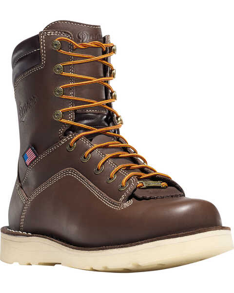 Danner Men's Quarry USA 8" Wedge Work Boots - Alloy Toe , Brown, hi-res