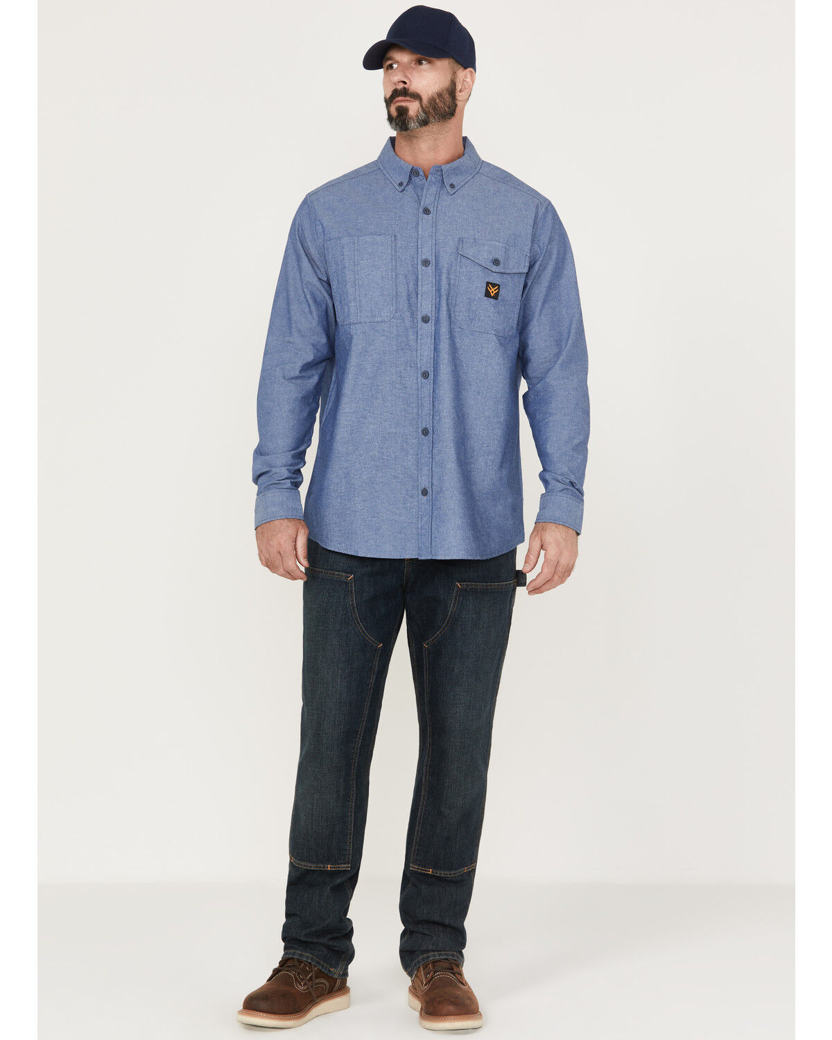 Image #2 - Hawx Men's Chambray Sun Protection Long Sleeve Button-Down Western Shirt - Tall, Blue, hi-res