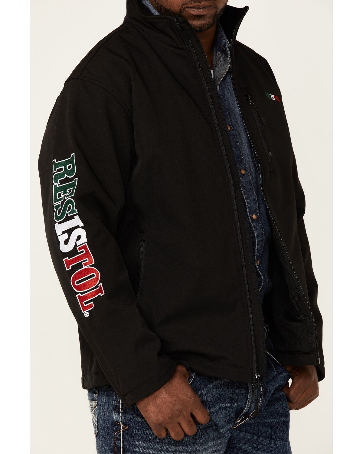 Image #3 - Resistol Men's Mexico Flag Logo Sleeve Zip-Front Softshell Jacket, , hi-res