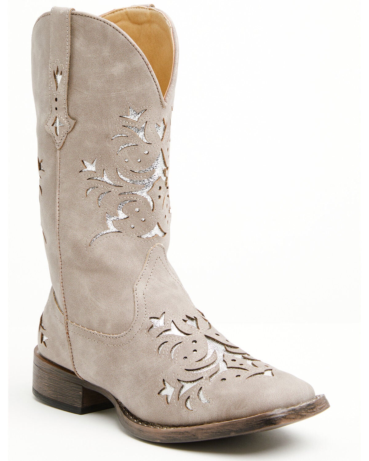Image #1 - Roper Women's Kennedy Performance Western Boots - Broad Square Toe, Grey, hi-res
