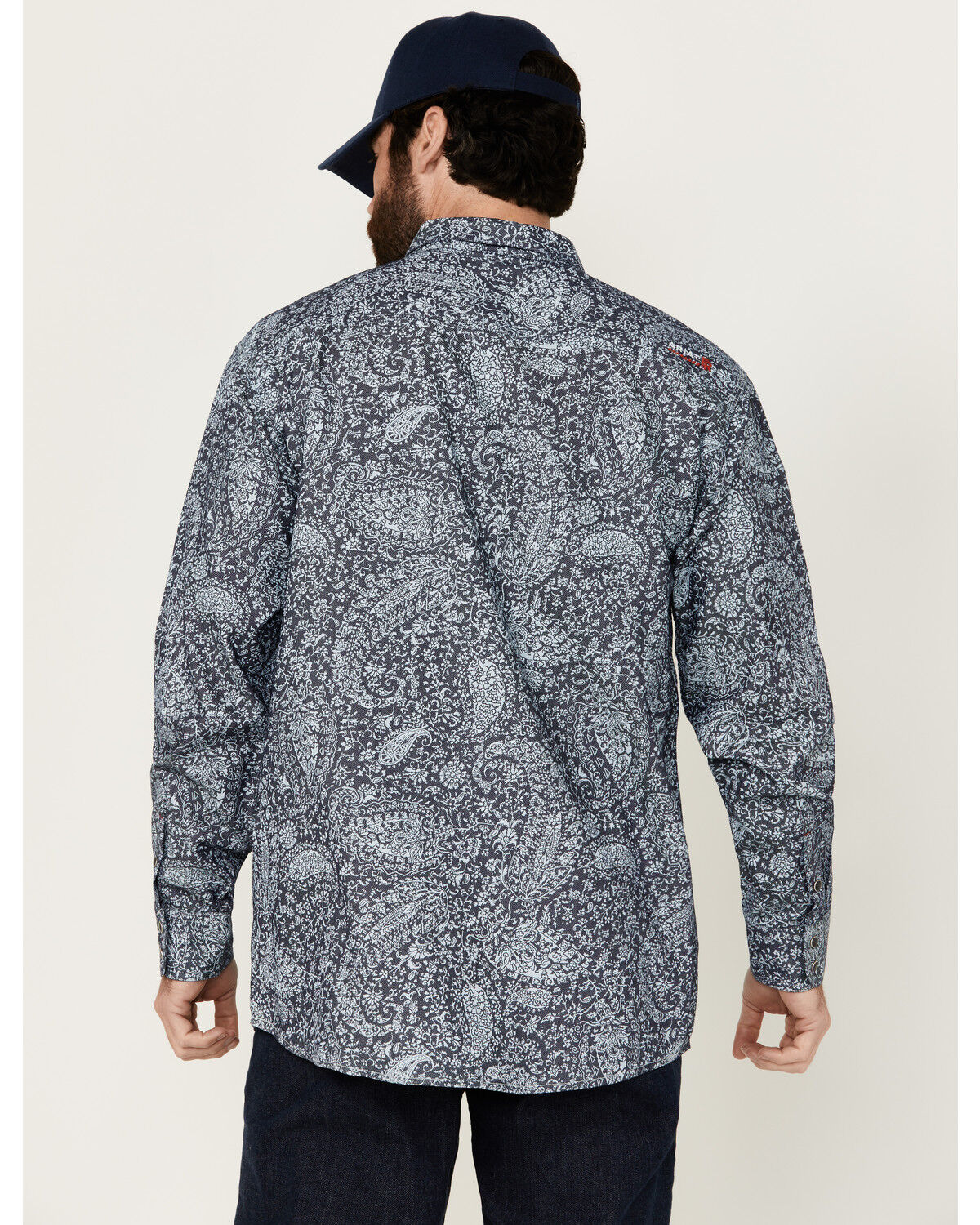 Image #4 - Ariat Men's FR Pacific Long Sleeve Snap Work Shirt, Navy, hi-res