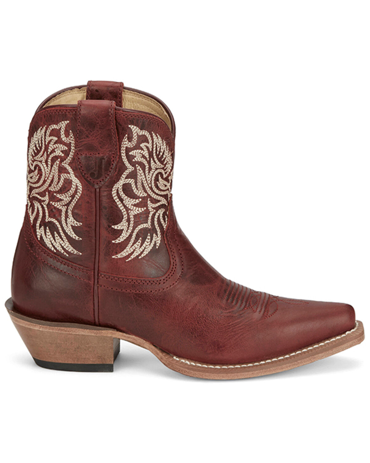 Image #2 - Justin Women's Isabella Western Booties - Snip Toe, Red, hi-res