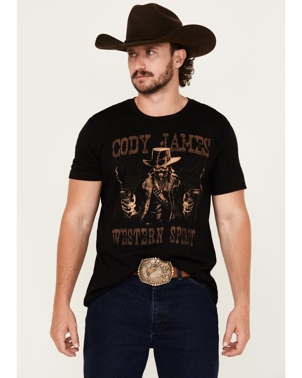 Image #1 - Cody James Men's Ghost Gunslinger Short Sleeve Graphic T-Shirt, Black, hi-res
