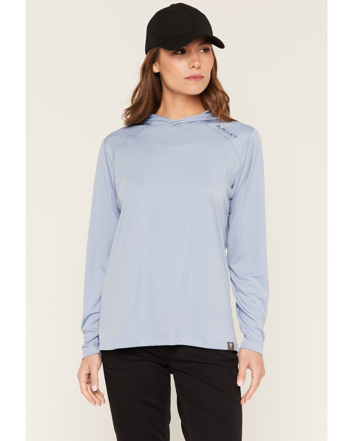 Ariat Women's Rebar Sunblocker Hooded Long Sleeve T-Shirt, Blue, hi-res