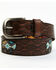 Image #1 - Red Dirt Hat Co. Men's Southwestern Print Buffalo Inlay Tooled Leather Belt, Brown, hi-res