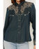 Image #3 - Scully Women's Vine Embroidered Long Sleeve Pearl Snap Western Shirt, Blue, hi-res