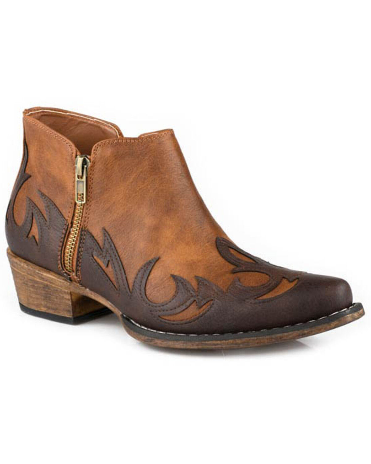 Image #1 - Roper Women's Lorene Western Booties - Snip Toe, Tan, hi-res