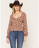 Image #1 - Ash & Violet Women's Boot Barn Exclusive Conversational Print Corset Top, Brown, hi-res