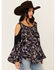 Image #2 - Bila Women's Floral Print Long Sleeve Cold Shoulder Shirt, Blue, hi-res