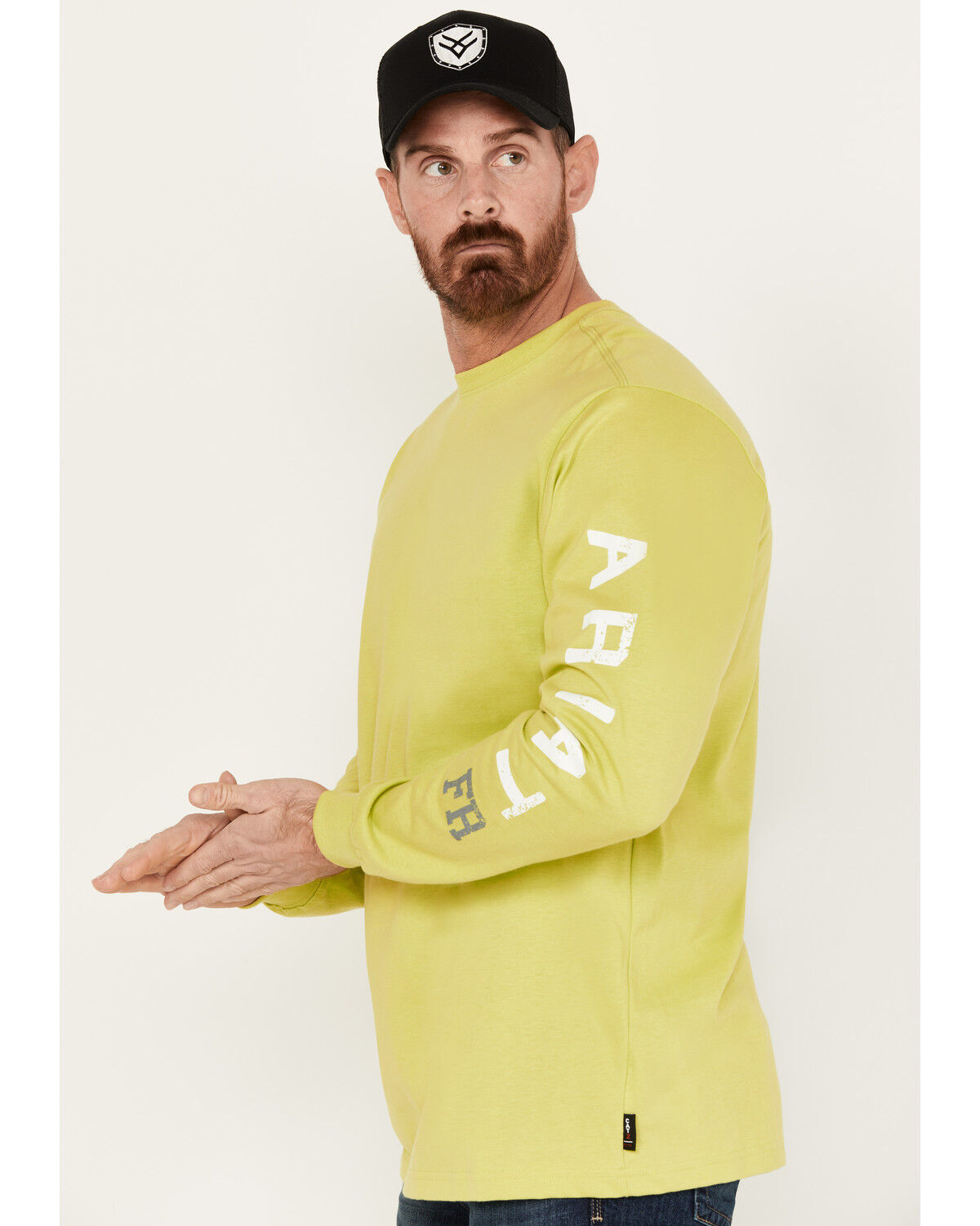 Image #2 - Ariat Men's FR Roughneck Skull Logo Long Sleeve Work Shirt, Bright Green, hi-res