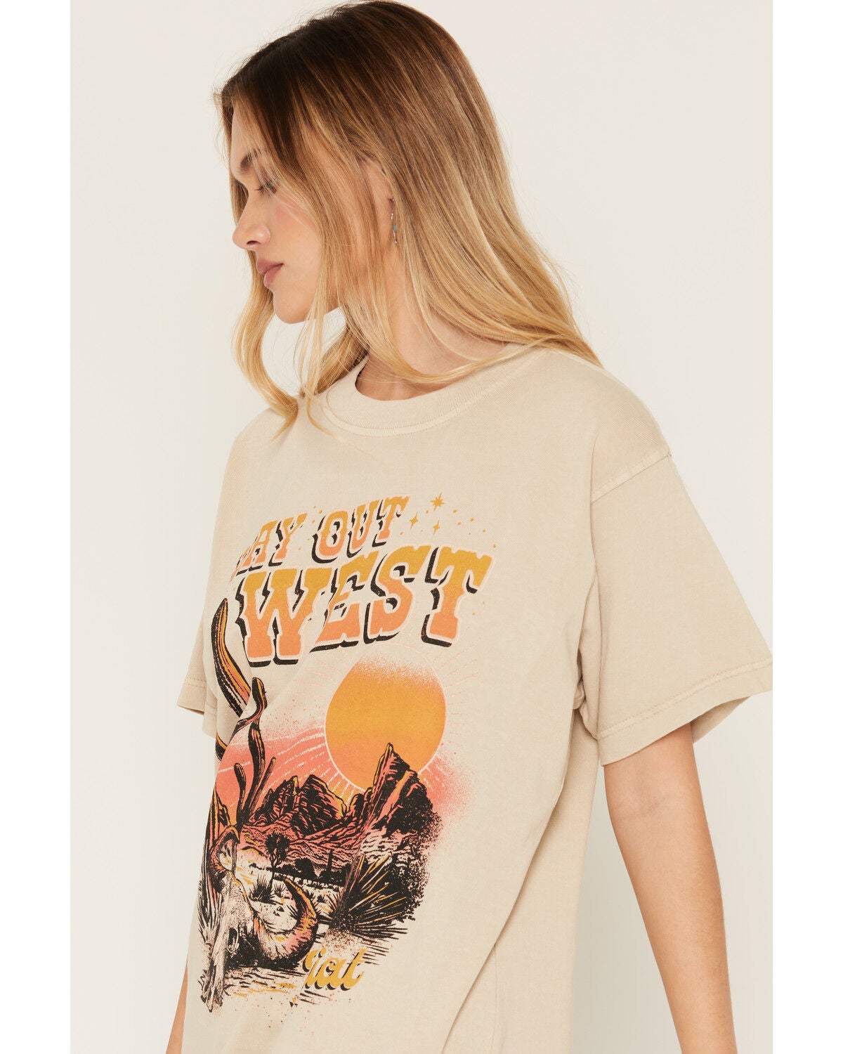 Image #2 - Ariat Women's Way Out West Short Sleeve Graphic Tee, Tan, hi-res
