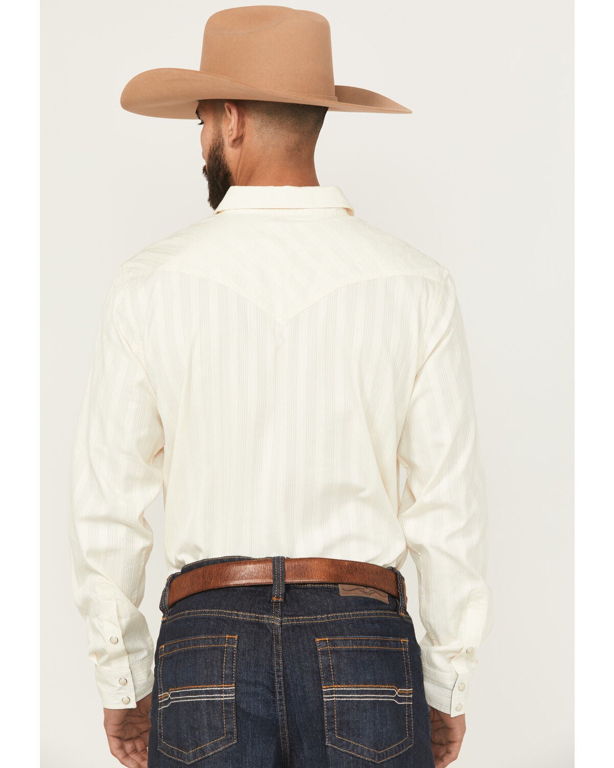Image #4 - Cody James Men's Rustic Range Tonal Striped Long Sleeve Snap Western Shirt - Big, Cream, hi-res
