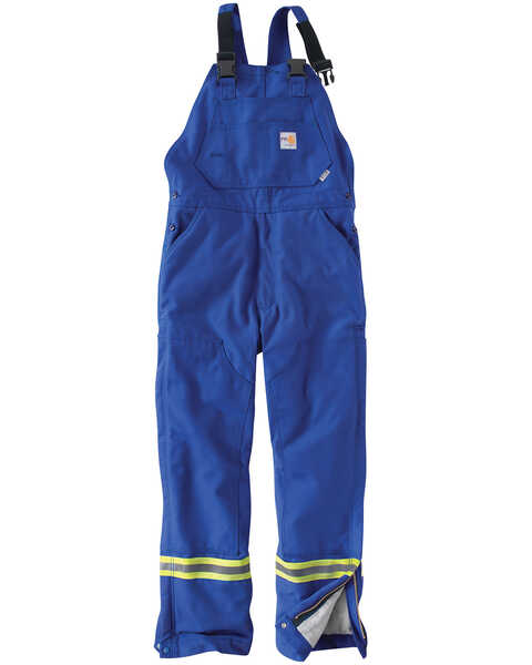 Carhartt Men's Flame Resistant Quilted Lining Overalls, Royal, hi-res
