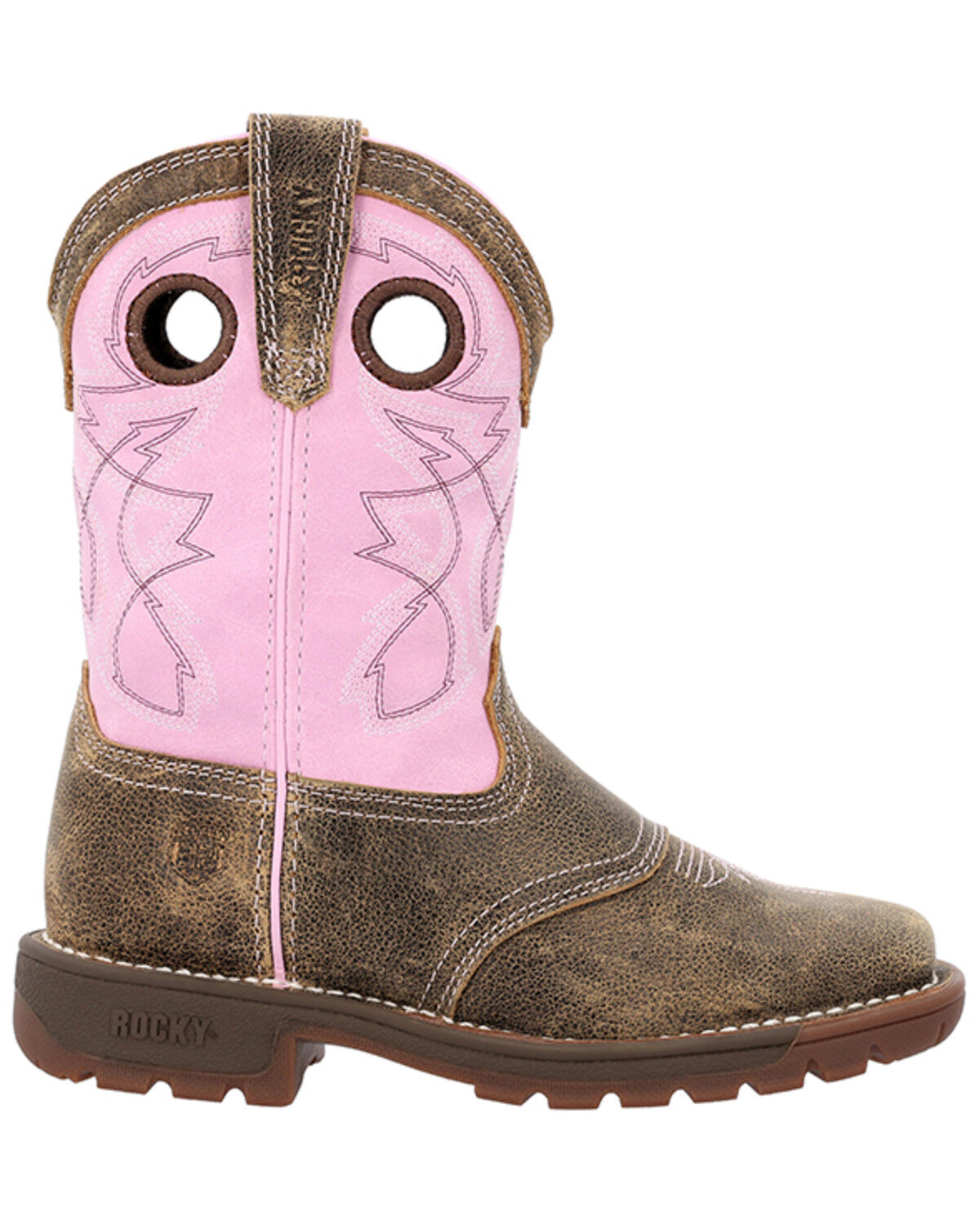 Image #2 - Rocky Girls' Legacy 32 Waterproof Western Boots - Broad Square Toe, Pink, hi-res