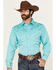 Image #1 - Scully Men's Gunfighter Tonal Embroidered Long Sleeve Snap Western Shirt, Turquoise, hi-res