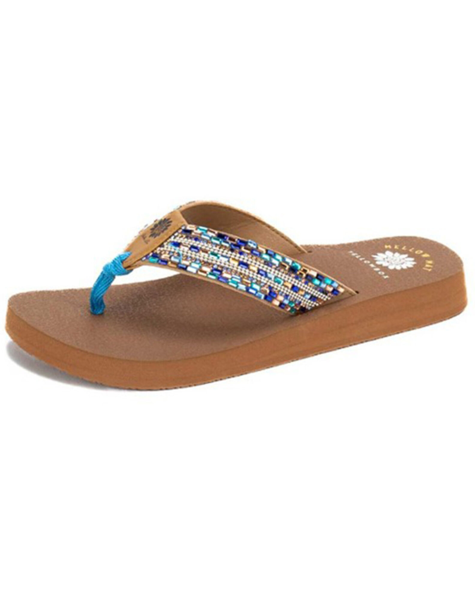 Yellow box turquoise flip flops cheap