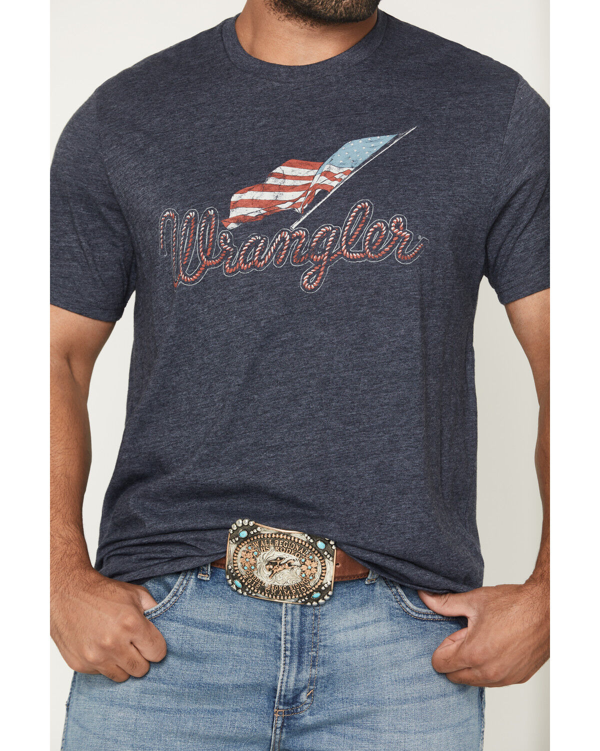 Image #3 - Wrangler Men's Americana Logo Short Sleeve Graphic T-Shirt, Navy, hi-res