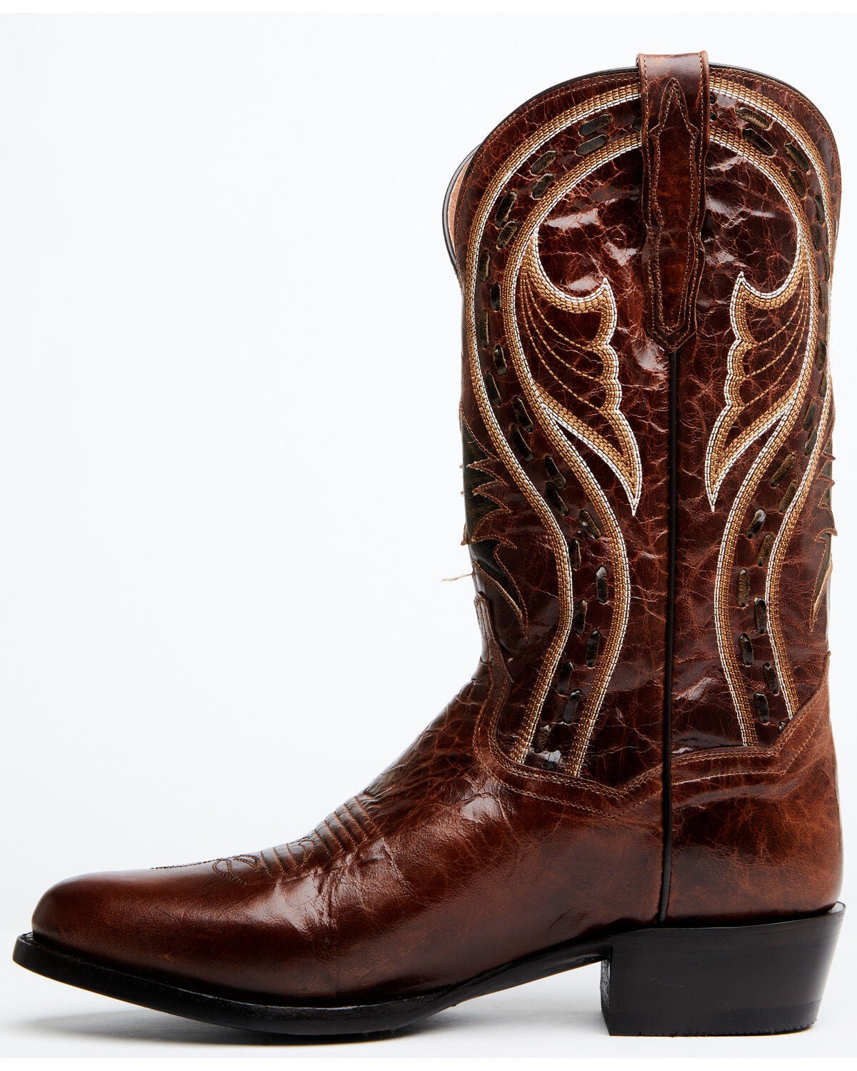 Image #3 - Dan Post Men's Swirled Embroidery Western Boots - Round Toe, Pecan, hi-res
