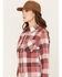 Wrangler Riggs Workwear Women's Plaid Print Long Sleeve Button Down Shirt, Wine, hi-res