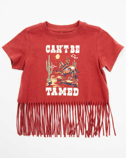 Shyanne Toddler Girls' Can't Be Tamed Fringe Graphic Tee, Brick Red, hi-res