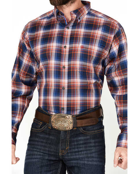 Image #3 - Ariat Men's Boot Barn Exclusive Presly Plaid Print Long Sleeve Button-Down Western Shirt , Blue, hi-res