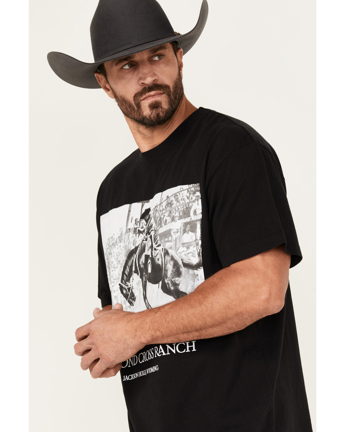 Image #2 - Diamond Cross Ranch Men's Walter Riding Short Sleeve Graphic T-Shirt, Black, hi-res