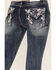 Image #2 - Grace In LA Women's Medium Wash Floral Paisley Embroidered Mid Rise Bootcut Stretch Denim Jeans, Medium Wash, hi-res