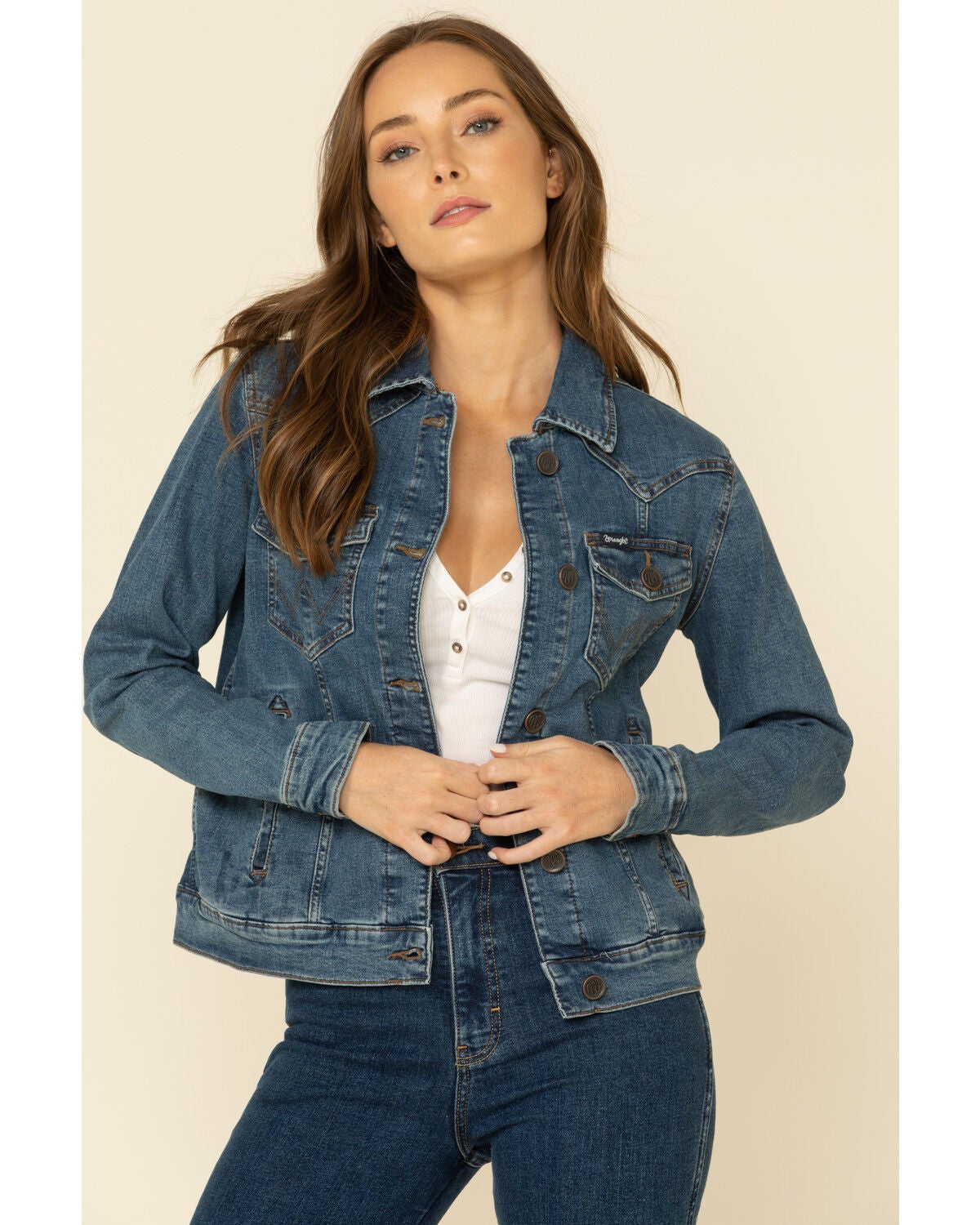 Wrangler Women's Dark Wash Classic Fit Denim Jacket, Blue, hi-res