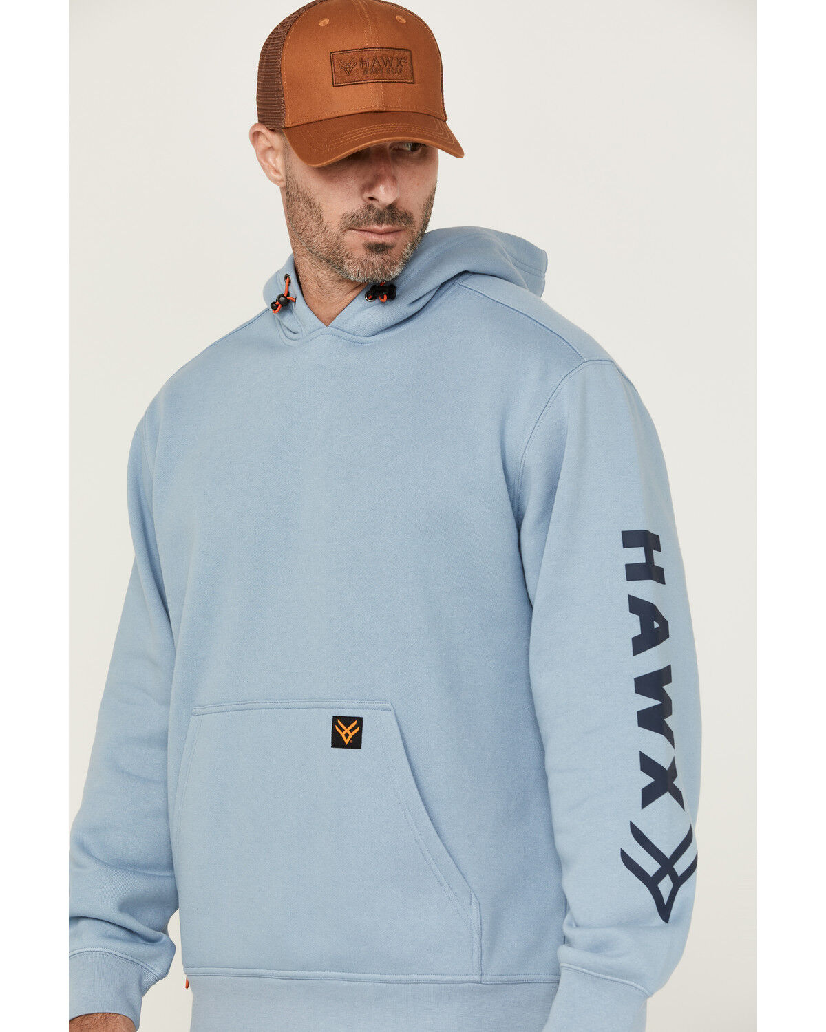 Image #2 - Hawx Men's Halstead Logo Sleeve Hooded Sweatshirt, Light Blue, hi-res
