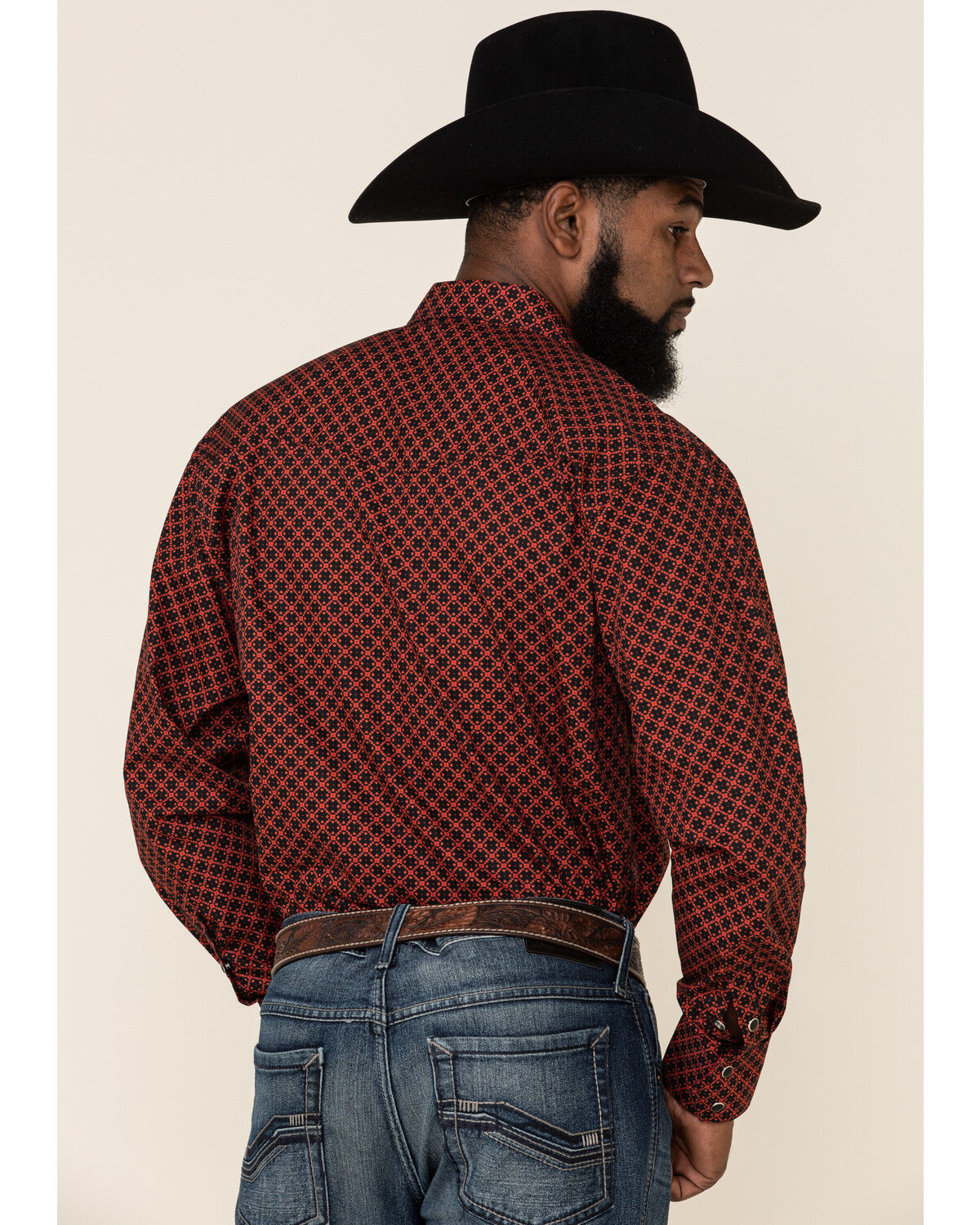 Image #5 - Resistol Men's Red Camden Geo Print Long Sleeve Western Shirt, , hi-res