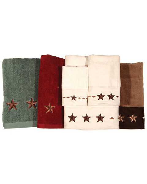 Image #1 - HiEnd Accents Three-Piece Embroidered Star Bath Towel Set - Red, Red, hi-res