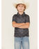 Image #1 - Rock & Roll Denim Boys' Long Horn Print Short Sleeve Button-Down Polo, Black, hi-res