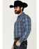 Image #2 - Wrangler Retro Men's Premium Plaid Print Long Sleeve Button-Down Western Shirt, Blue, hi-res