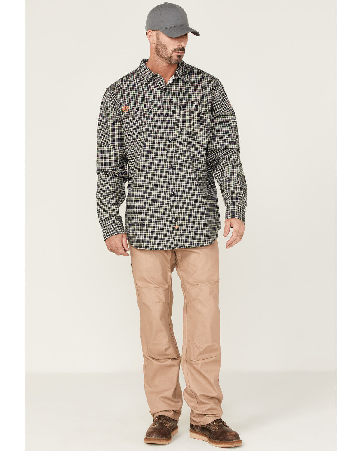 Image #2 - Hawx Men's FR Plaid Print Woven Long Sleeve Button Down Work Shirt - Tall, Navy, hi-res