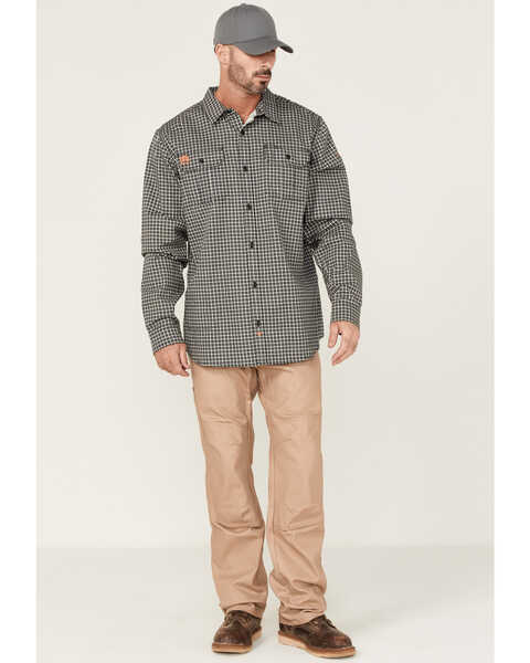 Image #2 - Hawx Men's FR Plaid Print Woven Long Sleeve Button Down Work Shirt - Tall, Navy, hi-res
