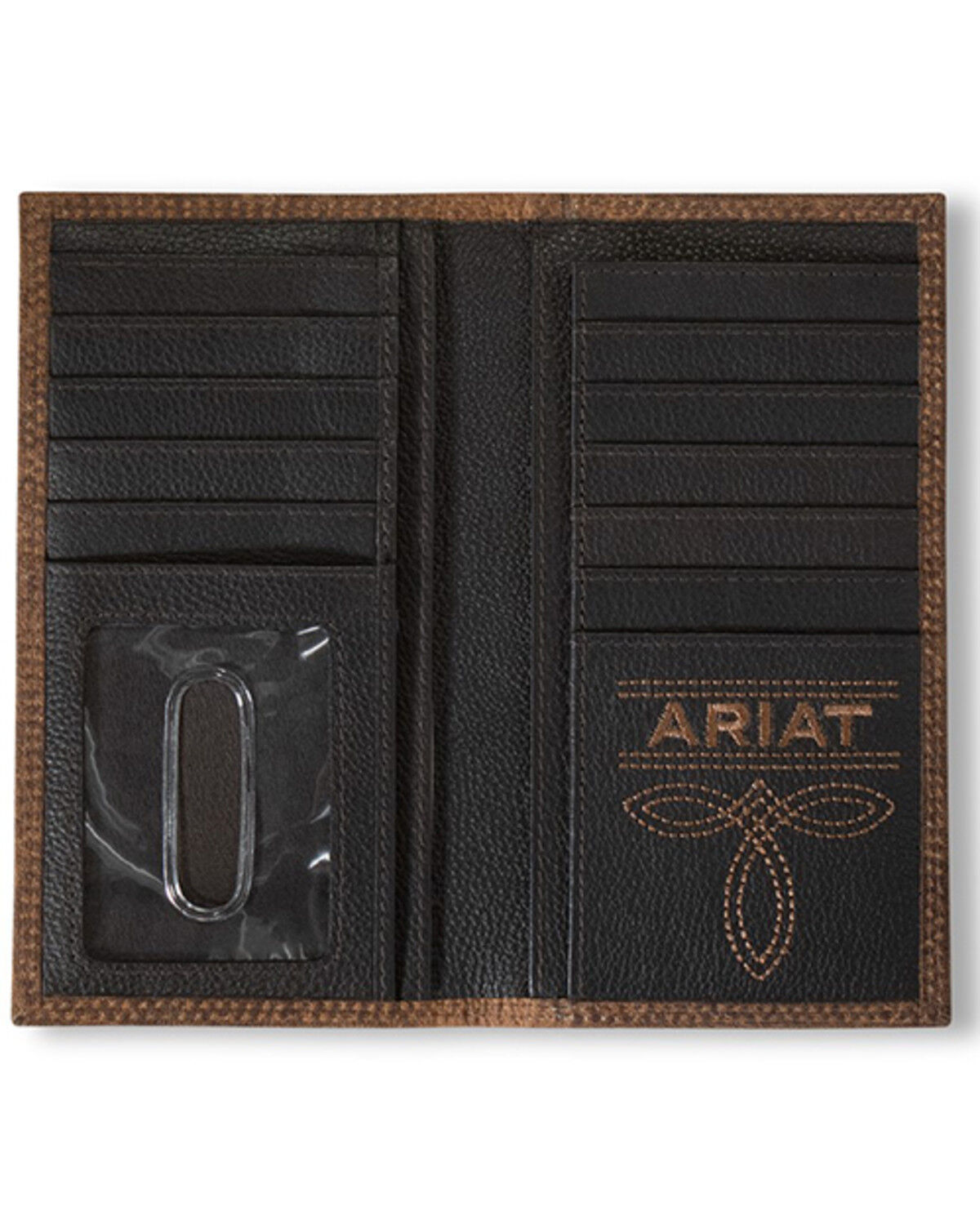 Image #2 - Ariat Men's Bull Hide Embroidered Rodeo Wallet, Brown, hi-res