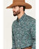 Cinch Men's Paisley Print Long Sleeve Button Down Western Shirt, Teal, hi-res