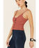 Mystree Women's Sweater-Knit Lace-Up Cami , Coral, hi-res