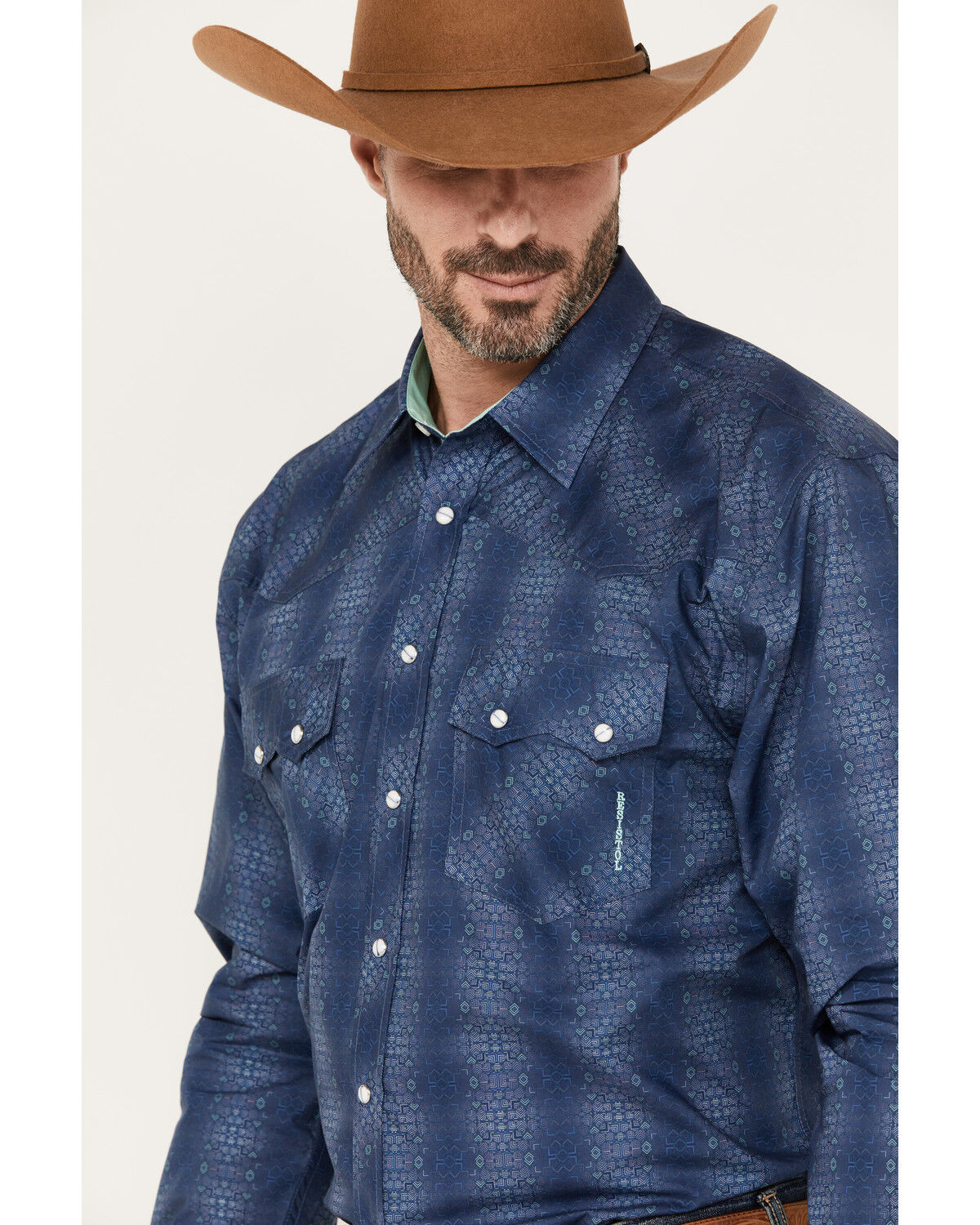 Image #2 - Resistol Men's Lakeland Geo Print Long Sleeve Snap Western Shirt, Blue, hi-res