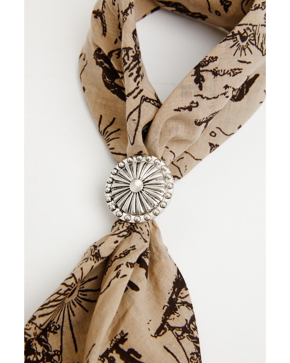 Image #2 - Idyllwind Women's Desert Print Bandana with Concho Slider, Tan, hi-res