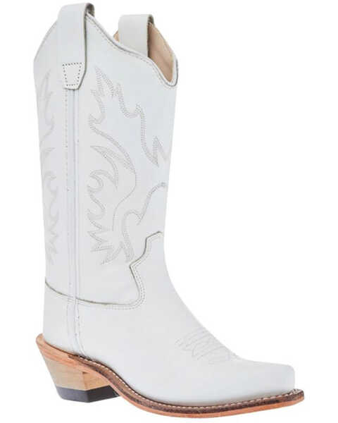 Image #1 - Old West Girls' Western Boots - Snip Toe , White, hi-res