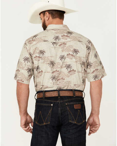 Image #4 - Ariat Men's VentTEK Outbound Island Print Short Sleeve Performance Shirt - Tall , Tan, hi-res
