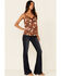 Idyllwind Women's Rust Floral Print Little Lace Cami , Rust Copper, hi-res