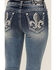 Image #2 - Grace In LA Women's Medium Wash Americana Fleur De Lis Mid Rise Bootcut Stretch Denim Jeans, Medium Wash, hi-res