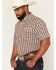 Image #2 - Ferrell Men's Tek Senior Southwestern Striped Print Short Sleeve Snap Performance Western Shirt, Brown, hi-res