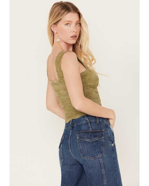 Image #4 - Free People Women's Floral Camisole Tank Top, Olive, hi-res