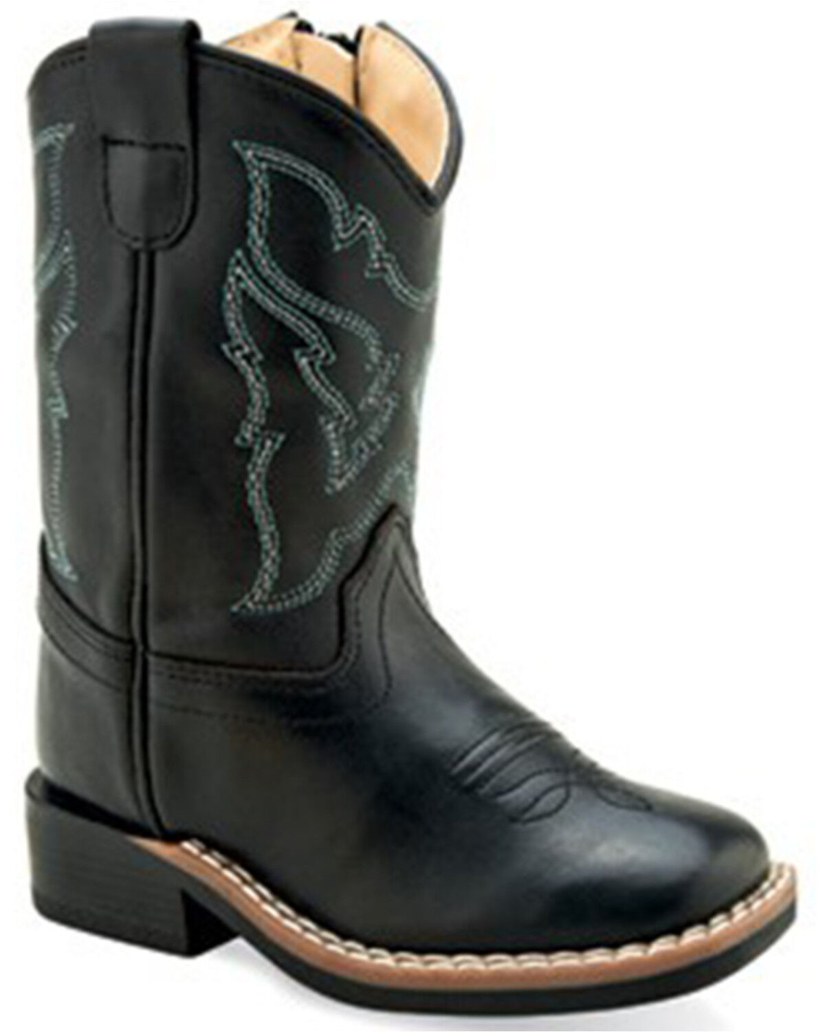 Image #1 - Old West Toddler Boys' Embroidered Western Boots - Broad Square Toe, Black, hi-res