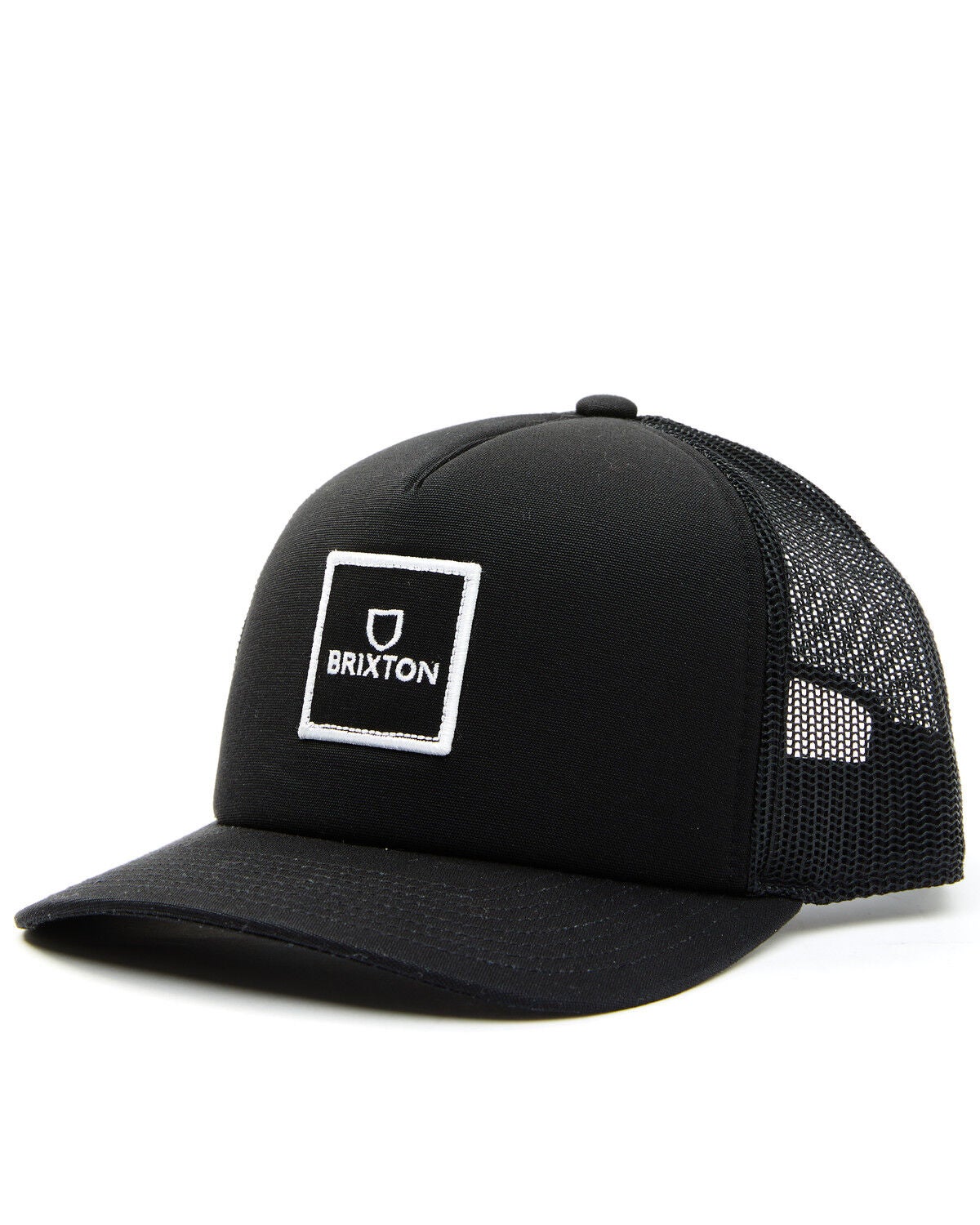 Brixton Men's Alpha Block Logo Patch Crossover MP Ball Cap, Black, hi-res