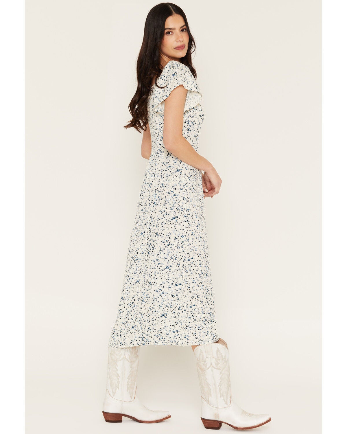 Image #2 - Idyllwind Women's Bethany Floral Print Short Sleeve Midi Dress, Cream, hi-res