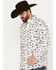 Ariat Men's Surfing Longhorn Aloha Stretch Classic Fit Western Aloha Shirt, White, hi-res